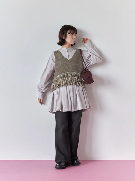 切り替えギャザーチュニックブラウス(ブラック/シュアカ/Sグレー)|Samansa Mos2 blue(サマンサモスモス ブルー)通販