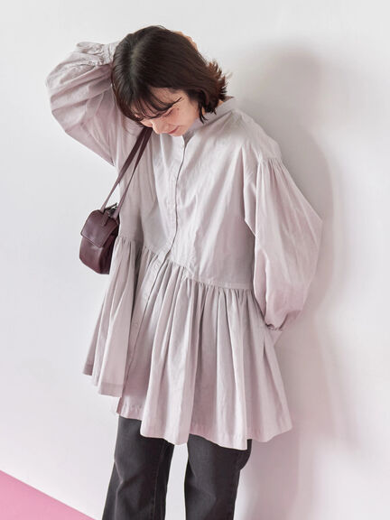 切り替えギャザーチュニックブラウス(ブラック/シュアカ/Sグレー)|Samansa Mos2 blue(サマンサモスモス ブルー)通販