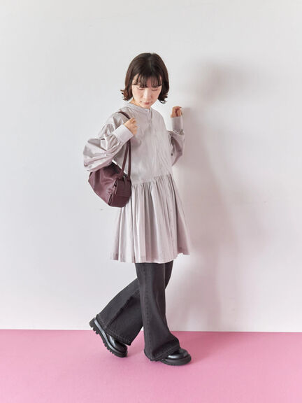 切り替えギャザーチュニックブラウス(ブラック/シュアカ/Sグレー)|Samansa Mos2 blue(サマンサモスモス ブルー)通販