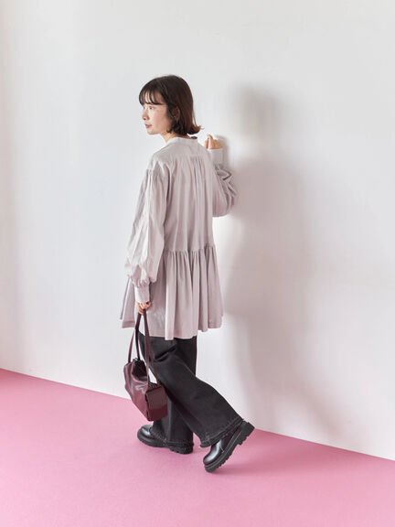 切り替えギャザーチュニックブラウス(ブラック/シュアカ/Sグレー)|Samansa Mos2 blue(サマンサモスモス ブルー)通販