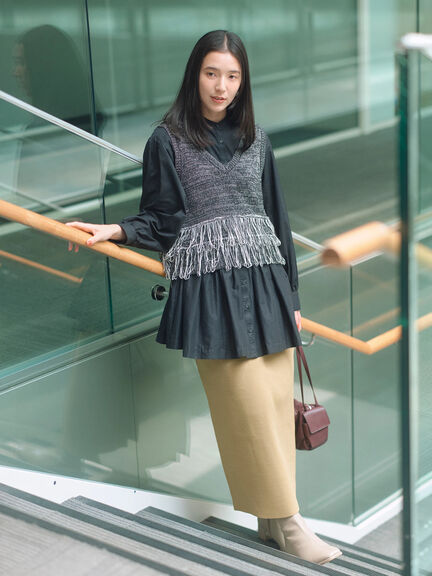 フリンジニットベスト(ブラック/モカ/キナリ)|Samansa Mos2 blue(サマンサモスモス ブルー)通販