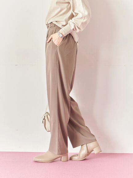 【イージーケア】サイドタブストレートパンツ(ブラック/ベージュ/ブラウン)|Samansa Mos2 blue(サマンサモスモス ブルー)通販