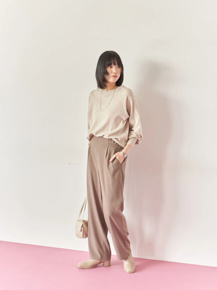 【イージーケア】サイドタブストレートパンツ(ブラック/ベージュ/ブラウン)|Samansa Mos2 blue(サマンサモスモス ブルー)通販