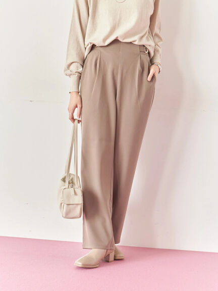 【イージーケア】サイドタブストレートパンツ(ブラック/ベージュ/ブラウン)|Samansa Mos2 blue(サマンサモスモス ブルー)通販