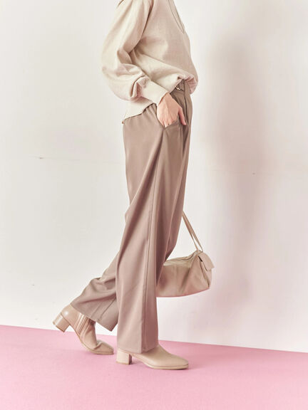 【イージーケア】サイドタブストレートパンツ(ブラック/ベージュ/ブラウン)|Samansa Mos2 blue(サマンサモスモス ブルー)通販