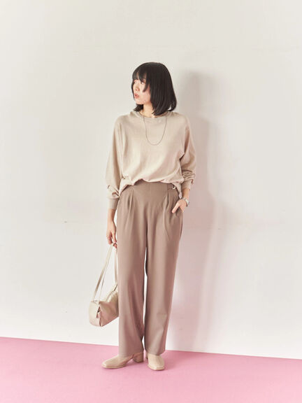 【イージーケア】サイドタブストレートパンツ(ブラック/ベージュ/ブラウン)|Samansa Mos2 blue(サマンサモスモス ブルー)通販