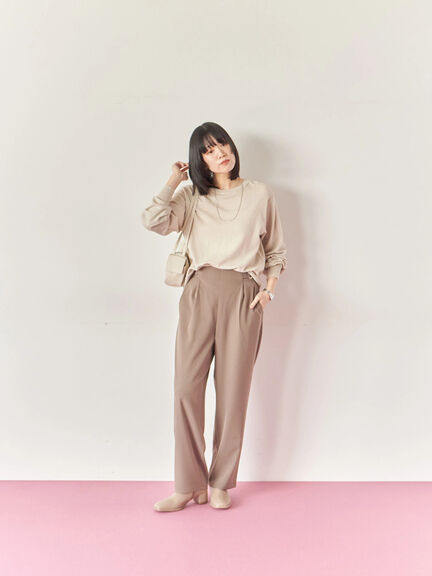 【イージーケア】サイドタブストレートパンツ(ブラック/ベージュ/ブラウン)|Samansa Mos2 blue(サマンサモスモス ブルー)通販