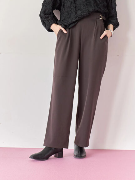 【イージーケア】サイドタブストレートパンツ(ブラック/ベージュ/ブラウン)|Samansa Mos2 blue(サマンサモスモス ブルー)通販