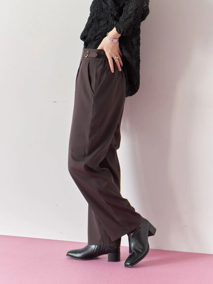 【イージーケア】サイドタブストレートパンツ(ブラック/ベージュ/ブラウン)|Samansa Mos2 blue(サマンサモスモス ブルー)通販