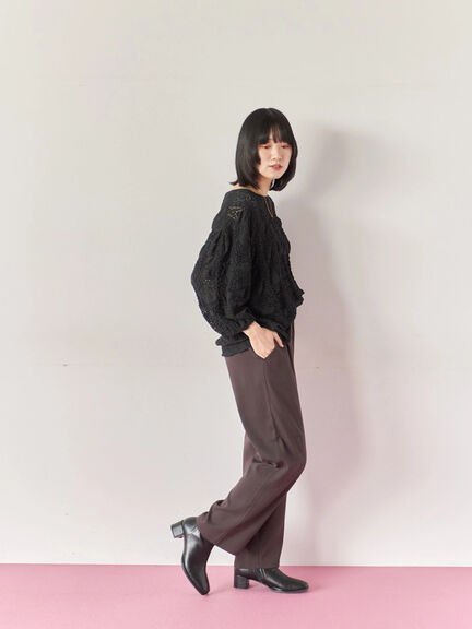 【イージーケア】サイドタブストレートパンツ(ブラック/ベージュ/ブラウン)|Samansa Mos2 blue(サマンサモスモス ブルー)通販