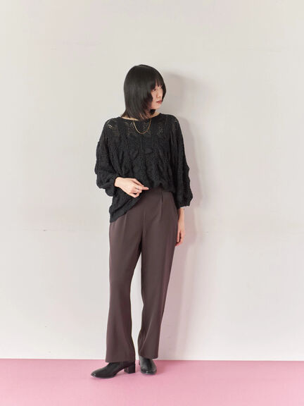 【イージーケア】サイドタブストレートパンツ(ブラック/ベージュ/ブラウン)|Samansa Mos2 blue(サマンサモスモス ブルー)通販