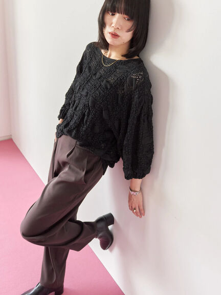 【イージーケア】サイドタブストレートパンツ(ブラック/ベージュ/ブラウン)|Samansa Mos2 blue(サマンサモスモス ブルー)通販