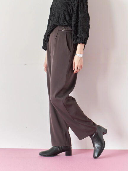 【イージーケア】サイドタブストレートパンツ(ブラック/ベージュ/ブラウン)|Samansa Mos2 blue(サマンサモスモス ブルー)通販