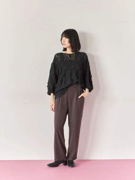 【イージーケア】サイドタブストレートパンツ(ブラック/ベージュ/ブラウン)|Samansa Mos2 blue(サマンサモスモス ブルー)通販