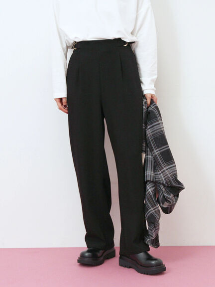 【イージーケア】サイドタブストレートパンツ(ブラック/ベージュ/ブラウン)|Samansa Mos2 blue(サマンサモスモス ブルー)通販