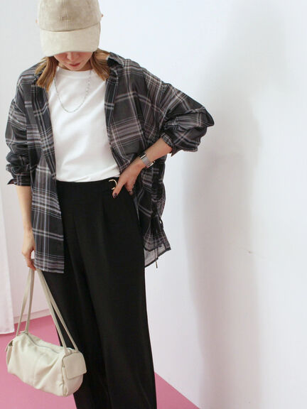 【イージーケア】サイドタブストレートパンツ(ブラック/ベージュ/ブラウン)|Samansa Mos2 blue(サマンサモスモス ブルー)通販