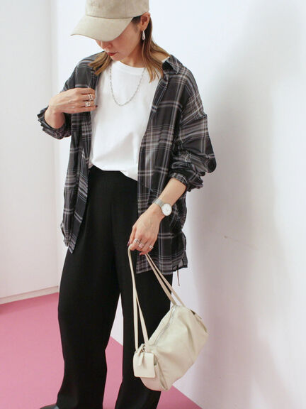 【イージーケア】サイドタブストレートパンツ(ブラック/ベージュ/ブラウン)|Samansa Mos2 blue(サマンサモスモス ブルー)通販