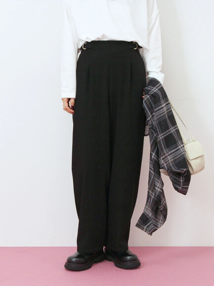 【イージーケア】サイドタブストレートパンツ(ブラック/ベージュ/ブラウン)|Samansa Mos2 blue(サマンサモスモス ブルー)通販