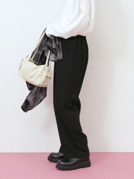 【イージーケア】サイドタブストレートパンツ(ブラック/ベージュ/ブラウン)|Samansa Mos2 blue(サマンサモスモス ブルー)通販