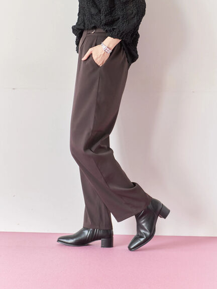 【イージーケア】サイドタブストレートパンツ(ブラック/ベージュ/ブラウン)|Samansa Mos2 blue(サマンサモスモス ブルー)通販