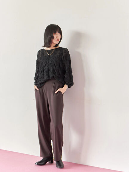 【イージーケア】サイドタブストレートパンツ(ブラック/ベージュ/ブラウン)|Samansa Mos2 blue(サマンサモスモス ブルー)通販