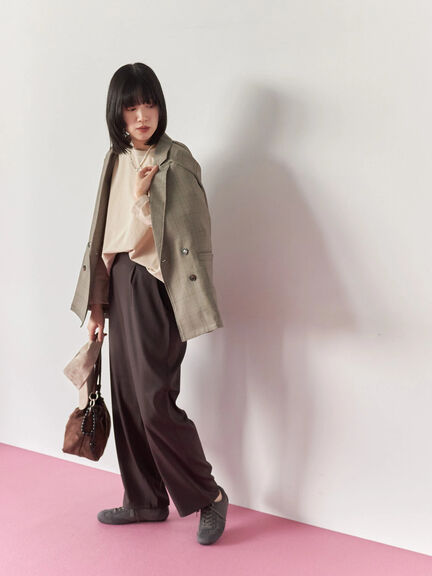 【イージーケア】サイドタブストレートパンツ(ブラック/ベージュ/ブラウン)|Samansa Mos2 blue(サマンサモスモス ブルー)通販