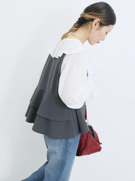 ラッフルカラーブラウス(オフホワイト/ベージュ/サックスブルー)|Samansa Mos2 blue(サマンサモスモス ブルー)通販