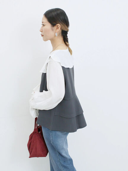 ラッフルカラーブラウス(オフホワイト/ベージュ/サックスブルー)|Samansa Mos2 blue(サマンサモスモス ブルー)通販