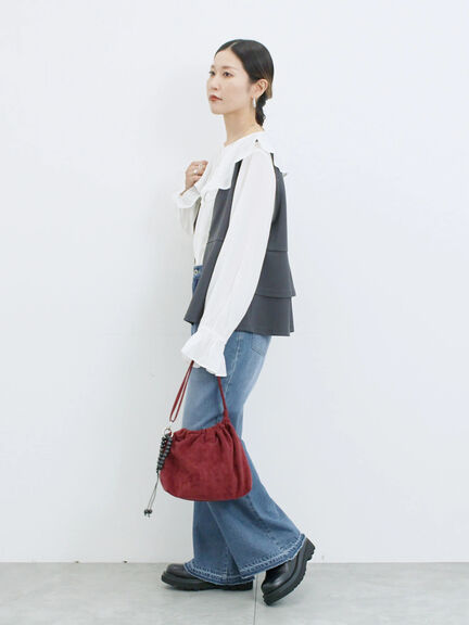 ラッフルカラーブラウス(オフホワイト/ベージュ/サックスブルー)|Samansa Mos2 blue(サマンサモスモス ブルー)通販