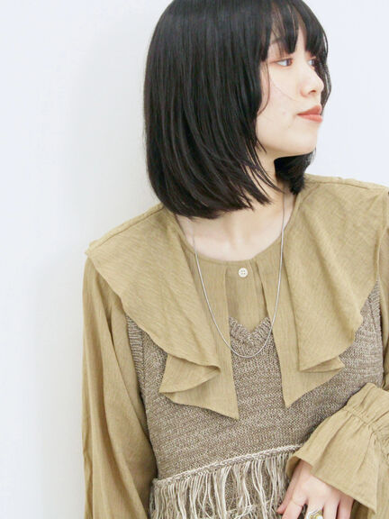 ラッフルカラーブラウス(オフホワイト/ベージュ/サックスブルー)|Samansa Mos2 blue(サマンサモスモス ブルー)通販