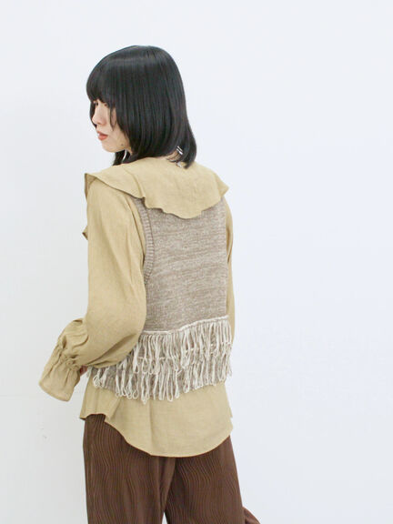 ラッフルカラーブラウス(オフホワイト/ベージュ/サックスブルー)|Samansa Mos2 blue(サマンサモスモス ブルー)通販