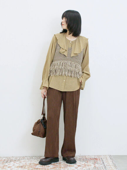 ラッフルカラーブラウス(オフホワイト/ベージュ/サックスブルー)|Samansa Mos2 blue(サマンサモスモス ブルー)通販