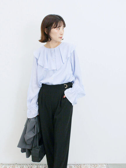 ラッフルカラーブラウス(オフホワイト/ベージュ/サックスブルー)|Samansa Mos2 blue(サマンサモスモス ブルー)通販