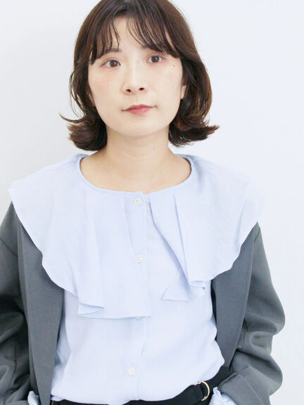 ラッフルカラーブラウス(オフホワイト/ベージュ/サックスブルー)|Samansa Mos2 blue(サマンサモスモス ブルー)通販