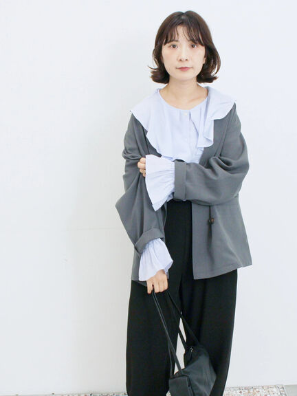 ラッフルカラーブラウス(オフホワイト/ベージュ/サックスブルー)|Samansa Mos2 blue(サマンサモスモス ブルー)通販