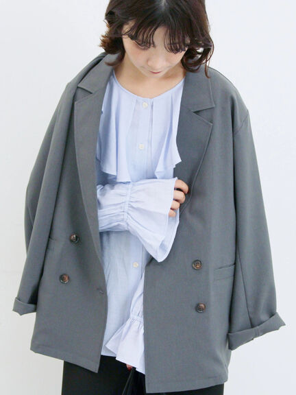 ラッフルカラーブラウス(オフホワイト/ベージュ/サックスブルー)|Samansa Mos2 blue(サマンサモスモス ブルー)通販