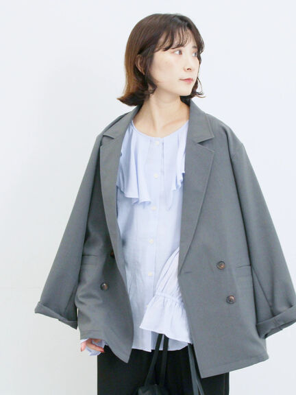 ラッフルカラーブラウス(オフホワイト/ベージュ/サックスブルー)|Samansa Mos2 blue(サマンサモスモス ブルー)通販