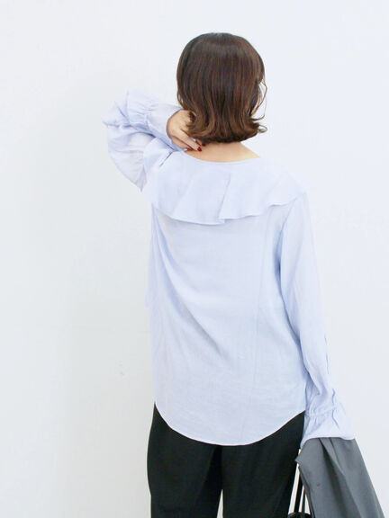 ラッフルカラーブラウス(オフホワイト/ベージュ/サックスブルー)|Samansa Mos2 blue(サマンサモスモス ブルー)通販