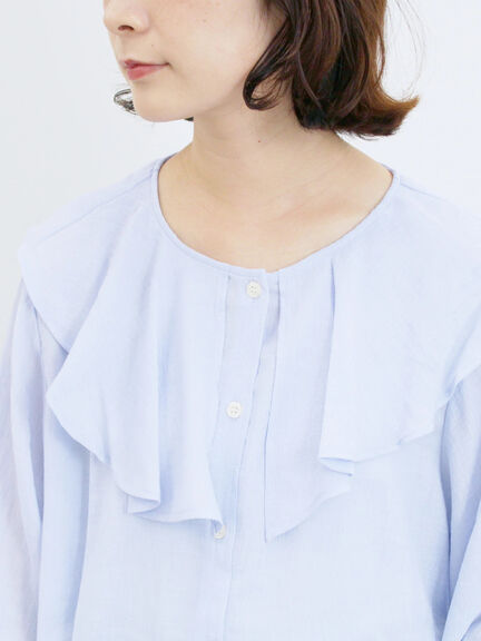 ラッフルカラーブラウス(オフホワイト/ベージュ/サックスブルー)|Samansa Mos2 blue(サマンサモスモス ブルー)通販