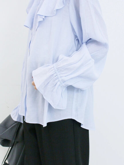 ラッフルカラーブラウス(オフホワイト/ベージュ/サックスブルー)|Samansa Mos2 blue(サマンサモスモス ブルー)通販