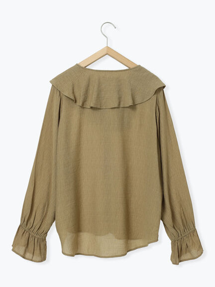 ラッフルカラーブラウス(オフホワイト/ベージュ/サックスブルー)|Samansa Mos2 blue(サマンサモスモス ブルー)通販