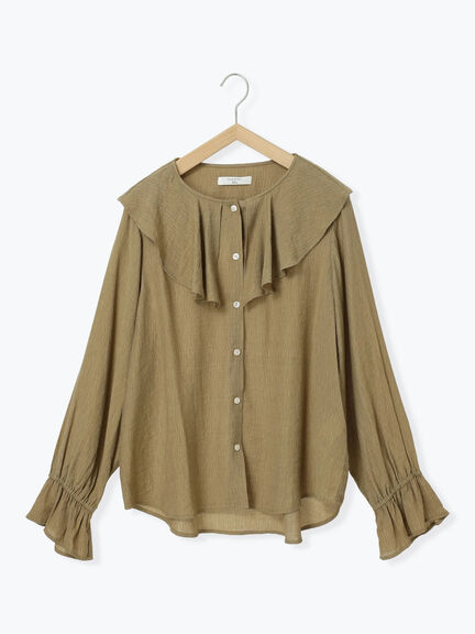 ラッフルカラーブラウス(オフホワイト/ベージュ/サックスブルー)|Samansa Mos2 blue(サマンサモスモス ブルー)通販