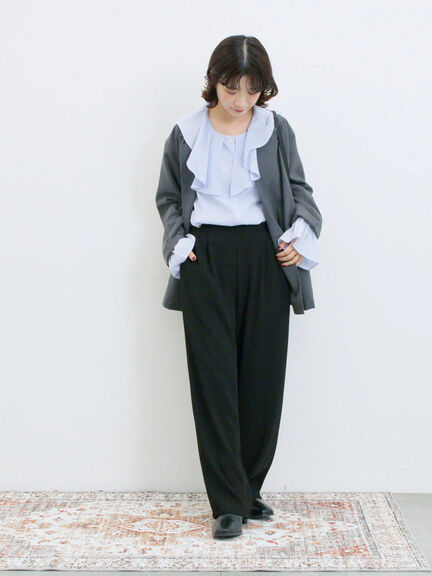 ラッフルカラーブラウス(オフホワイト/ベージュ/サックスブルー)|Samansa Mos2 blue(サマンサモスモス ブルー)通販