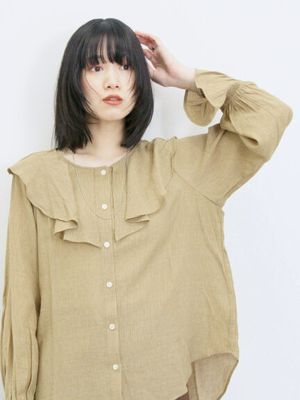 ラッフルカラーブラウス(オフホワイト/ベージュ/サックスブルー)|Samansa Mos2 blue(サマンサモスモス ブルー)通販