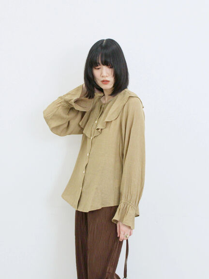 ラッフルカラーブラウス(オフホワイト/ベージュ/サックスブルー)|Samansa Mos2 blue(サマンサモスモス ブルー)通販