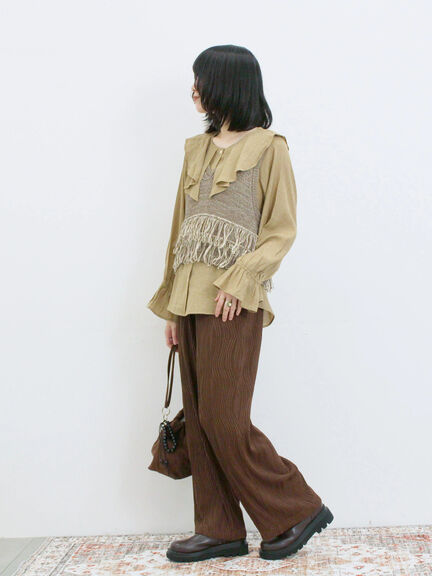 ラッフルカラーブラウス(オフホワイト/ベージュ/サックスブルー)|Samansa Mos2 blue(サマンサモスモス ブルー)通販