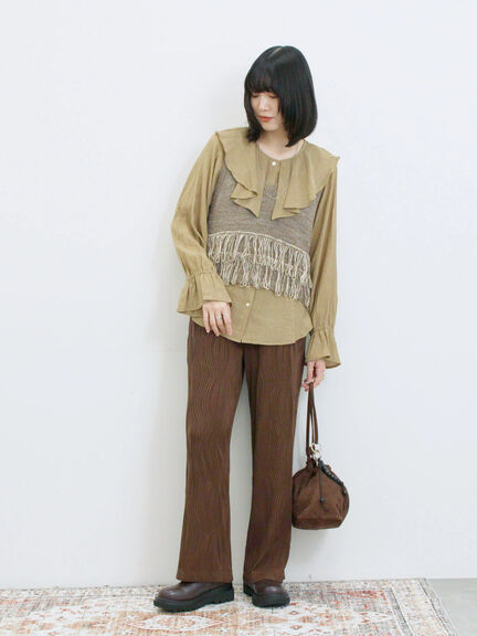 ラッフルカラーブラウス(オフホワイト/ベージュ/サックスブルー)|Samansa Mos2 blue(サマンサモスモス ブルー)通販