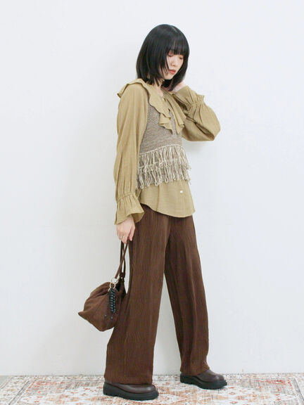 ラッフルカラーブラウス(オフホワイト/ベージュ/サックスブルー)|Samansa Mos2 blue(サマンサモスモス ブルー)通販