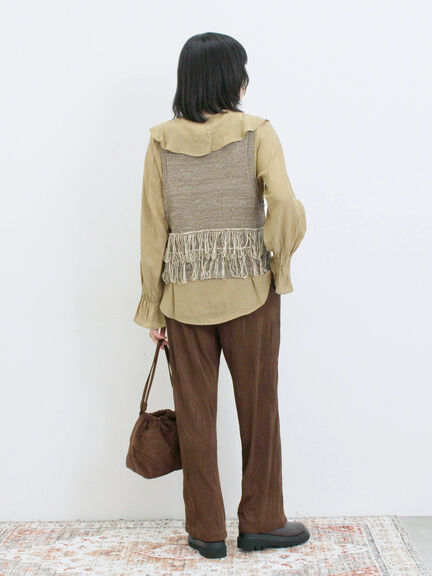 ラッフルカラーブラウス(オフホワイト/ベージュ/サックスブルー)|Samansa Mos2 blue(サマンサモスモス ブルー)通販