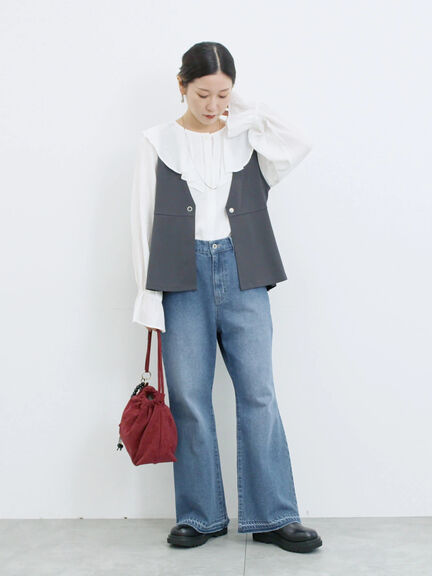 ラッフルカラーブラウス(オフホワイト/ベージュ/サックスブルー)|Samansa Mos2 blue(サマンサモスモス ブルー)通販